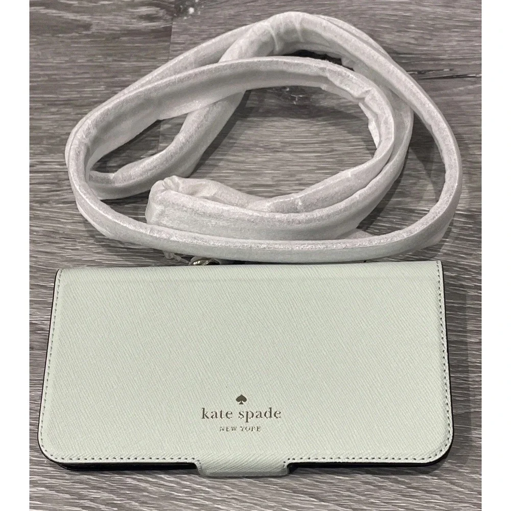 Kate Spade‎ NY 256645 iPhone X/XS Leather Folio Case with Chain Crossbody Strap
